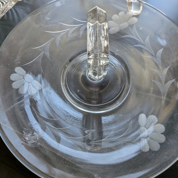 Vintage Clear Glass Floral Serveware